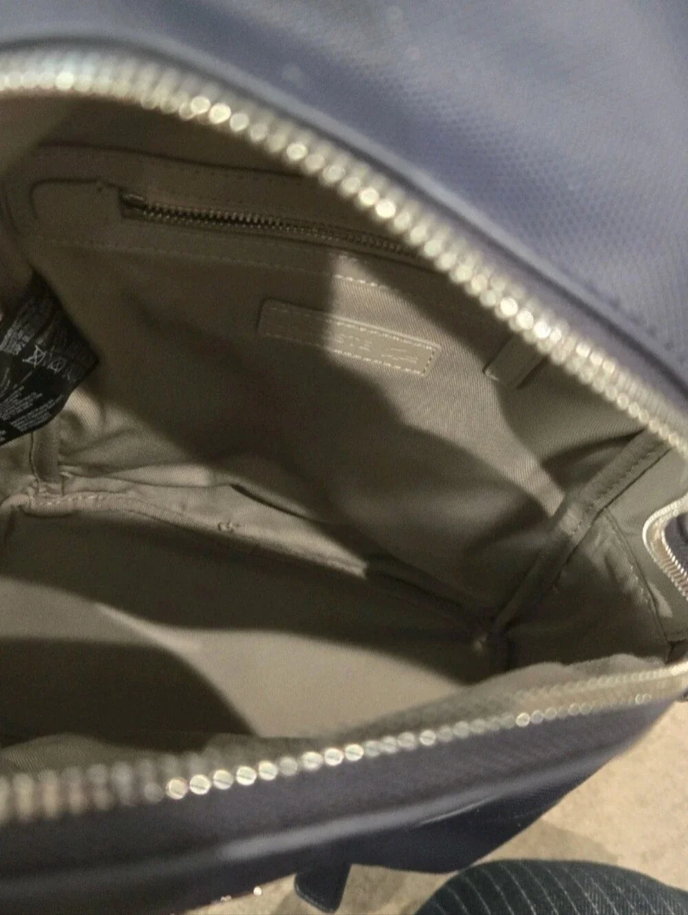 Lacoste Daily Classic Navy Blue Coated Pique Canvas Zipper Mini Backpack Bag